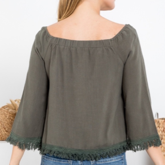 Olive Button Front Top - Picture 5 of 5